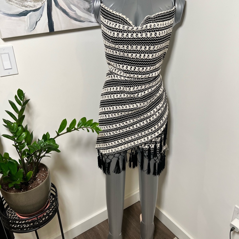 Chic Black and White Patterned Dress